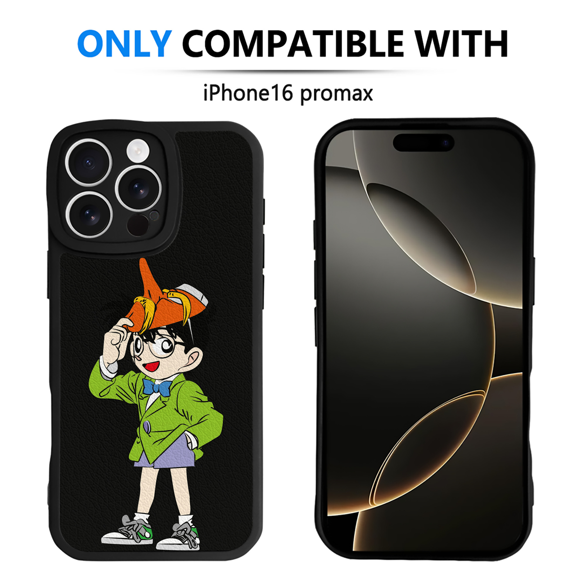 （画像用） 名探偵コナン 江戸川 コナン Detective Conan Conan Edogawa 【iPhone 16シリーズ対応】シリコンスマホケース（レザー調） 材質：シリコン